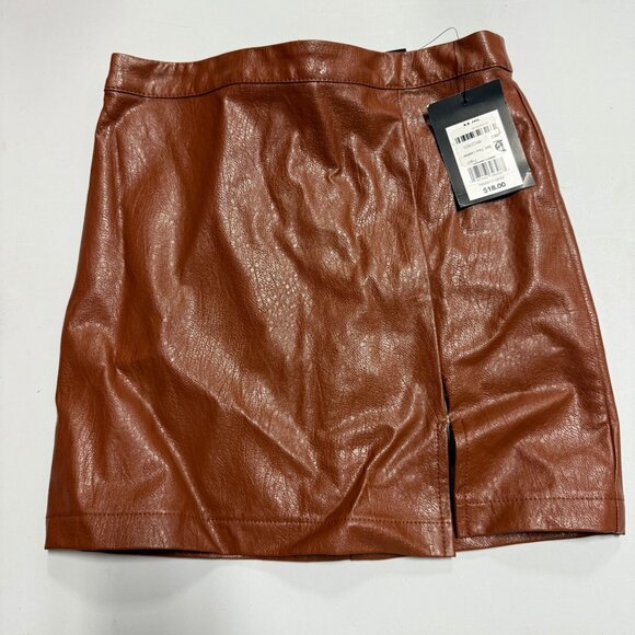 Art Class Girls' Faux Leather Mini Skirt Brown M - Picture 1 of 4